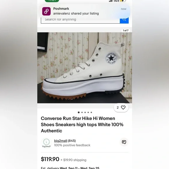 Converse Run Star Hike Hi Women Shoes Sneakers high tops White 100% Authentic - Picture 12 of 12